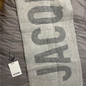 Jacquemus Light Gray Fringed Scarf